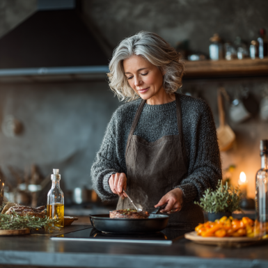 Літня пара насолоджується здоровою їжею
